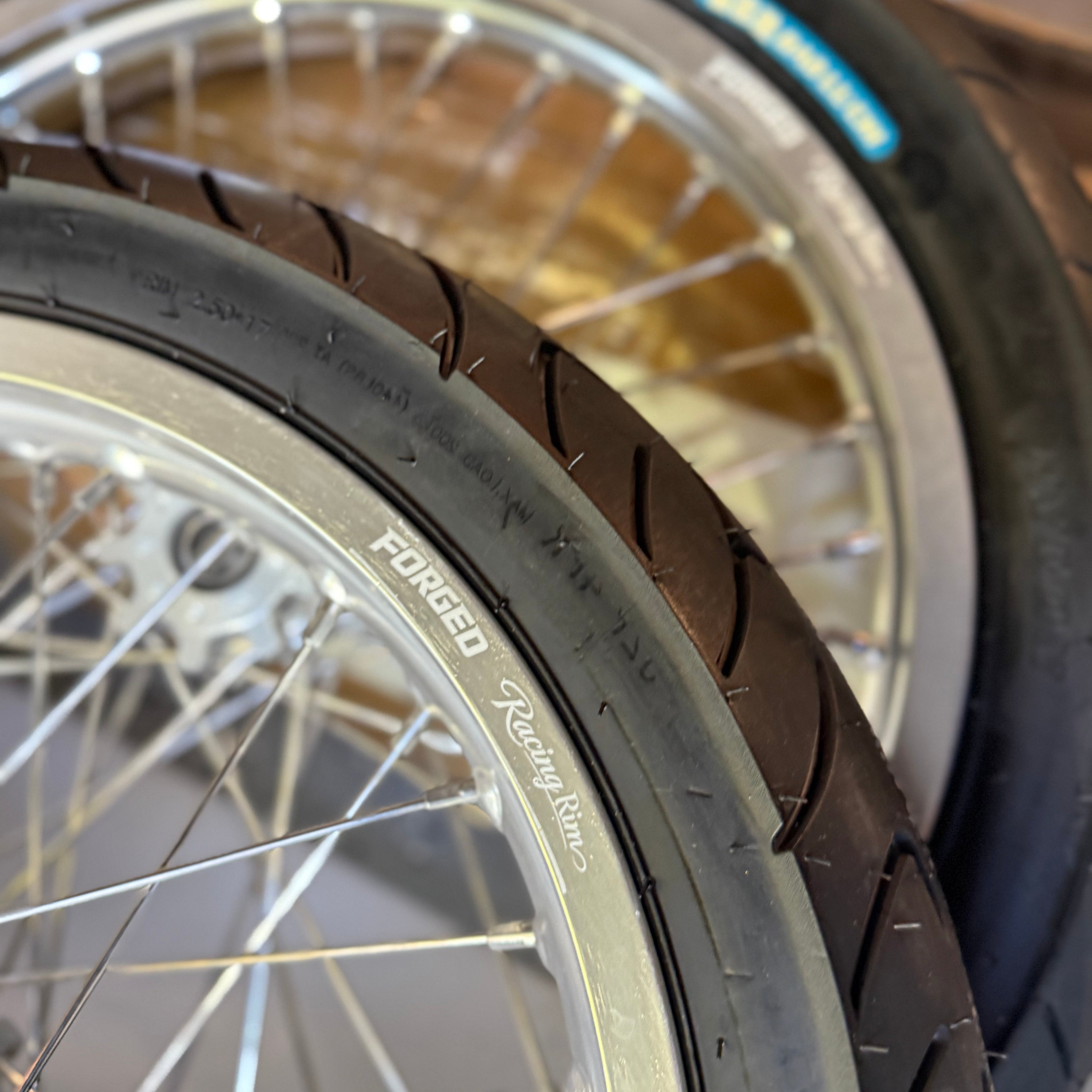 Talaria XXX / MX4, MX3, Sting - Supermoto Wheelset (Thick/Wide) - Chrome Silver / Gloss Black